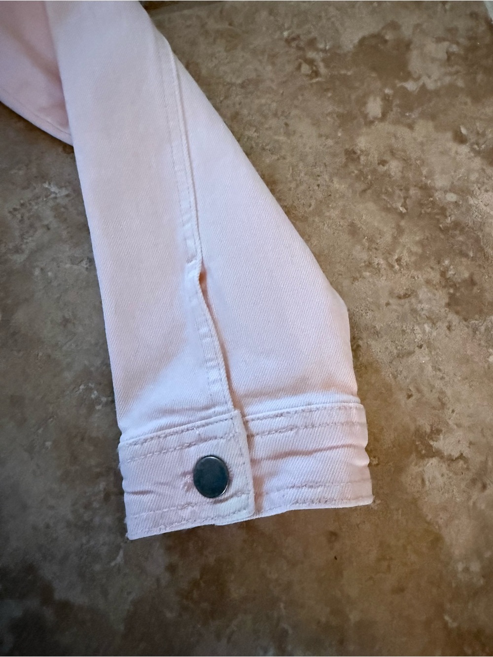 Rebecca Minkoff Blush Pink Collarless Denim Jacket- Size L- Like new - Picture 5 of 8